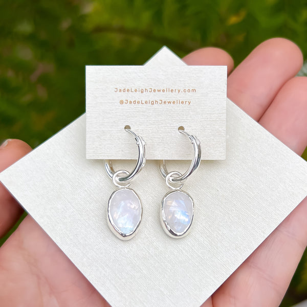 Moonstone hoop earrings