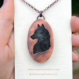 Wolf spirit animal necklace, copper and labradorite