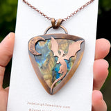 Copper labradorite dragon moon pendant
