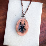 Spider spirit animal necklace, copper and labradorite