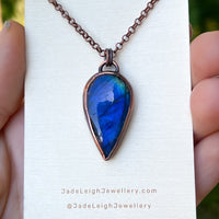 Dolphin spirit animal necklace, copper and labradorite