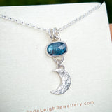 Teal kyanite moon necklace