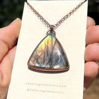 Koala silhouette necklace, labradorite and copper
