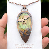 Copper labradorite dragon mountains pendant