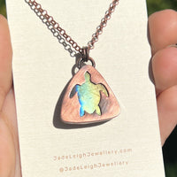 Turtle spirit animal necklace, copper and labradorite