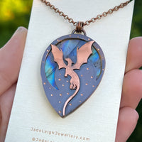 Copper labradorite dragon pendant