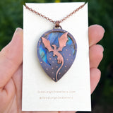 Copper labradorite dragon pendant