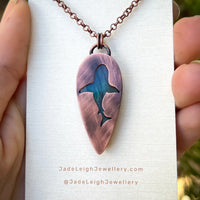 Shark spirit animal necklace, copper and labradorite