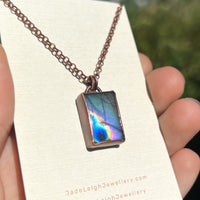 Koala silhouette necklace, labradorite and copper