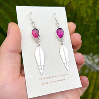 Garnet feather earrings