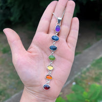 Rainbow chakra lariat necklace