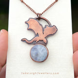 Copper moonstone dragon pendant