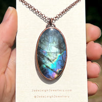 Wolf spirit animal necklace, copper and labradorite