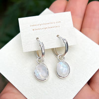 Moonstone hoop earrings