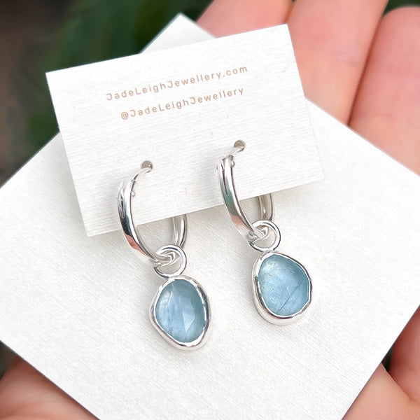 Aquamarine hoop earrings