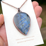 Copper labradorite dragon pendant