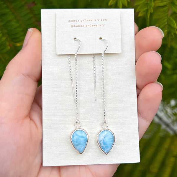 Larimar threader earrings