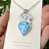 Larimar & moonstone moon phase pendant