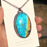 Copper labradorite dragon mountains pendant