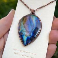 Copper labradorite dragon pendant