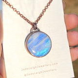 Copper moonstone reversible pendant