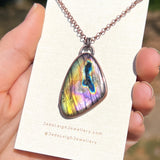 Gecko spirit animal necklace, copper and labradorite