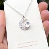 Moonstone textured crescent moon pendant