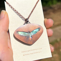 Wedge tailed eagle spirit animal necklace, copper and labradorite