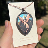 Copper labradorite dragon pendant