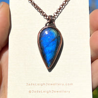 Dolphin spirit animal necklace, copper and labradorite