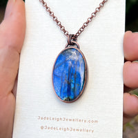 Dolphin spirit animal necklace, copper and labradorite