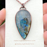 Copper labradorite dragon moon pendant