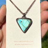 Kangaroo spirit animal necklace, copper and labradorite