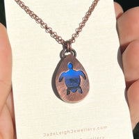 Turtle spirit animal necklace, copper and labradorite