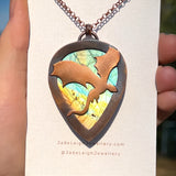 Copper labradorite dragon pendant
