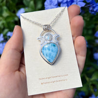 Larimar & moonstone moon phase pendant