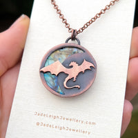 Copper labradorite dragon pendant