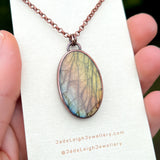 Copper labradorite dragon mountains pendant