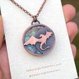 Copper labradorite dragon pendant