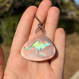 Kangaroo spirit animal necklace, copper and labradorite