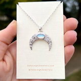 Moonstone textured crescent moon pendant