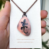 Gecko spirit animal necklace, copper and labradorite