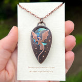 Copper labradorite dragon moon pendant