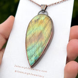Copper labradorite dragon mountains pendant