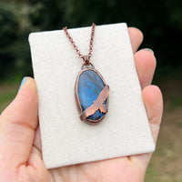 Wedge tailed eagle labradorite necklace, copper