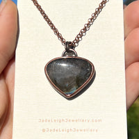 Kangaroo spirit animal necklace, copper and labradorite