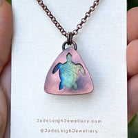 Turtle spirit animal necklace, copper and labradorite