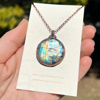 Copper labradorite dragon pendant