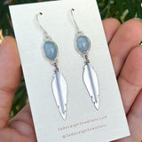 Aquamarine feather earrings