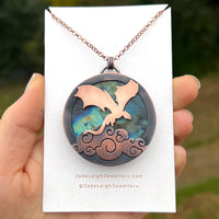 Copper labradorite dragon clouds pendant